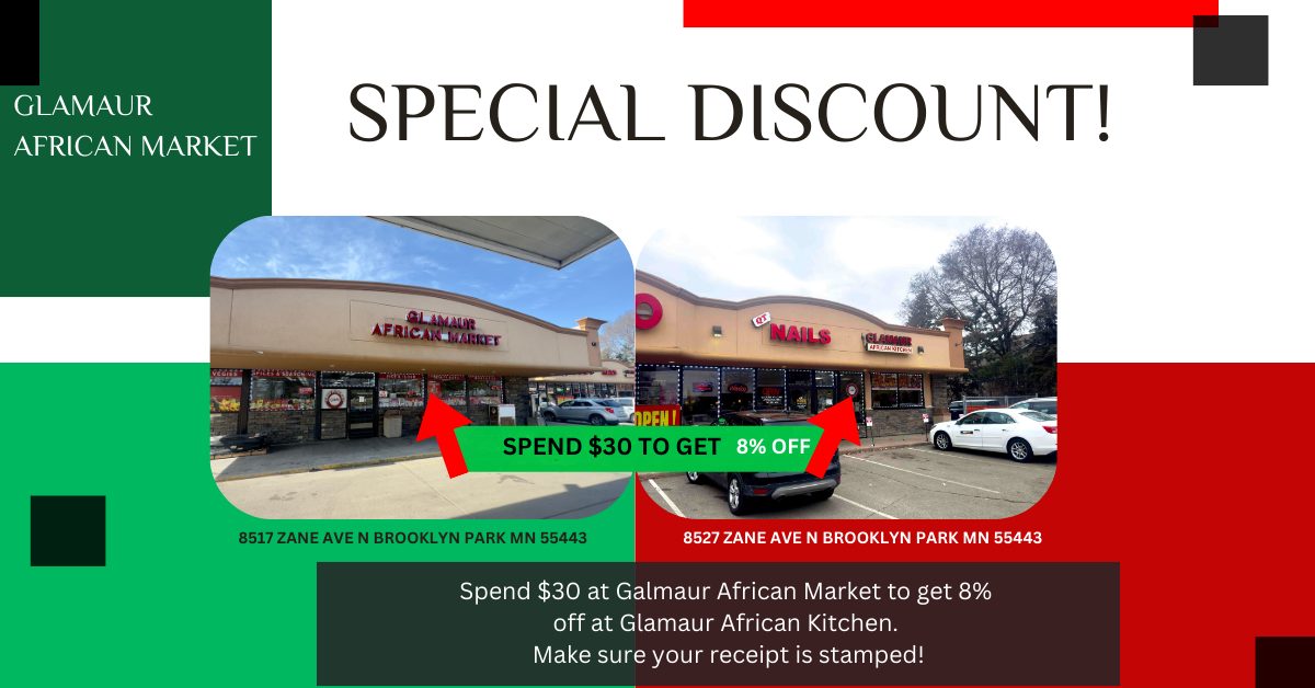 Special discounts and promotions at Glamaur African Market Brooklyn Park Minnesota